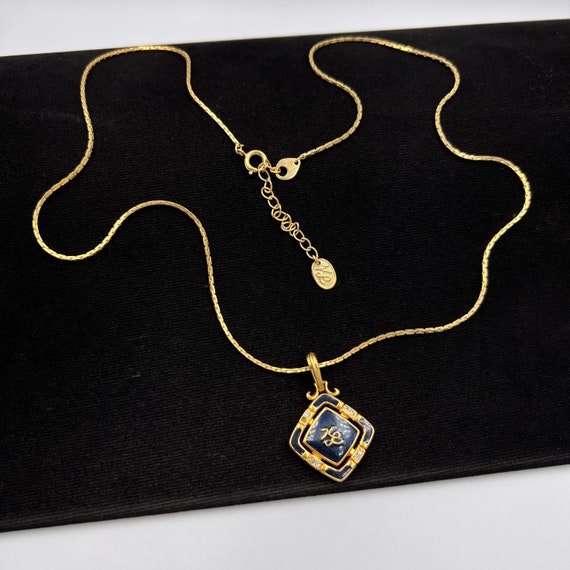 Karl Lagerfeld Vintage KL Enamel Pendant Necklace - image 3