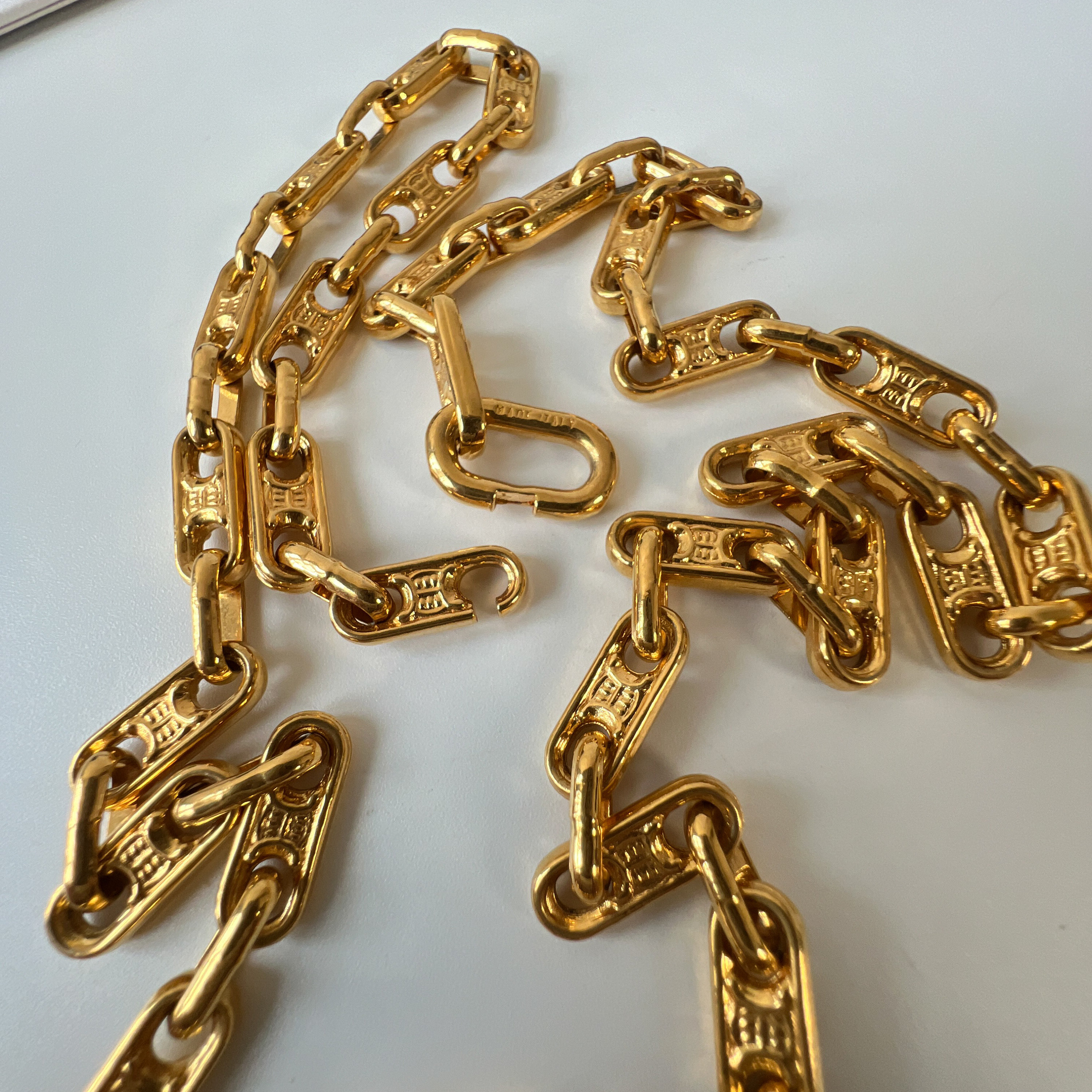 CELINE Vintage Triomphe Chain Link Long Necklace - Etsy