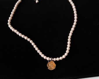 KENZO Vintage Faux Pearl Rose Pendant Choker Necklace - Etsy