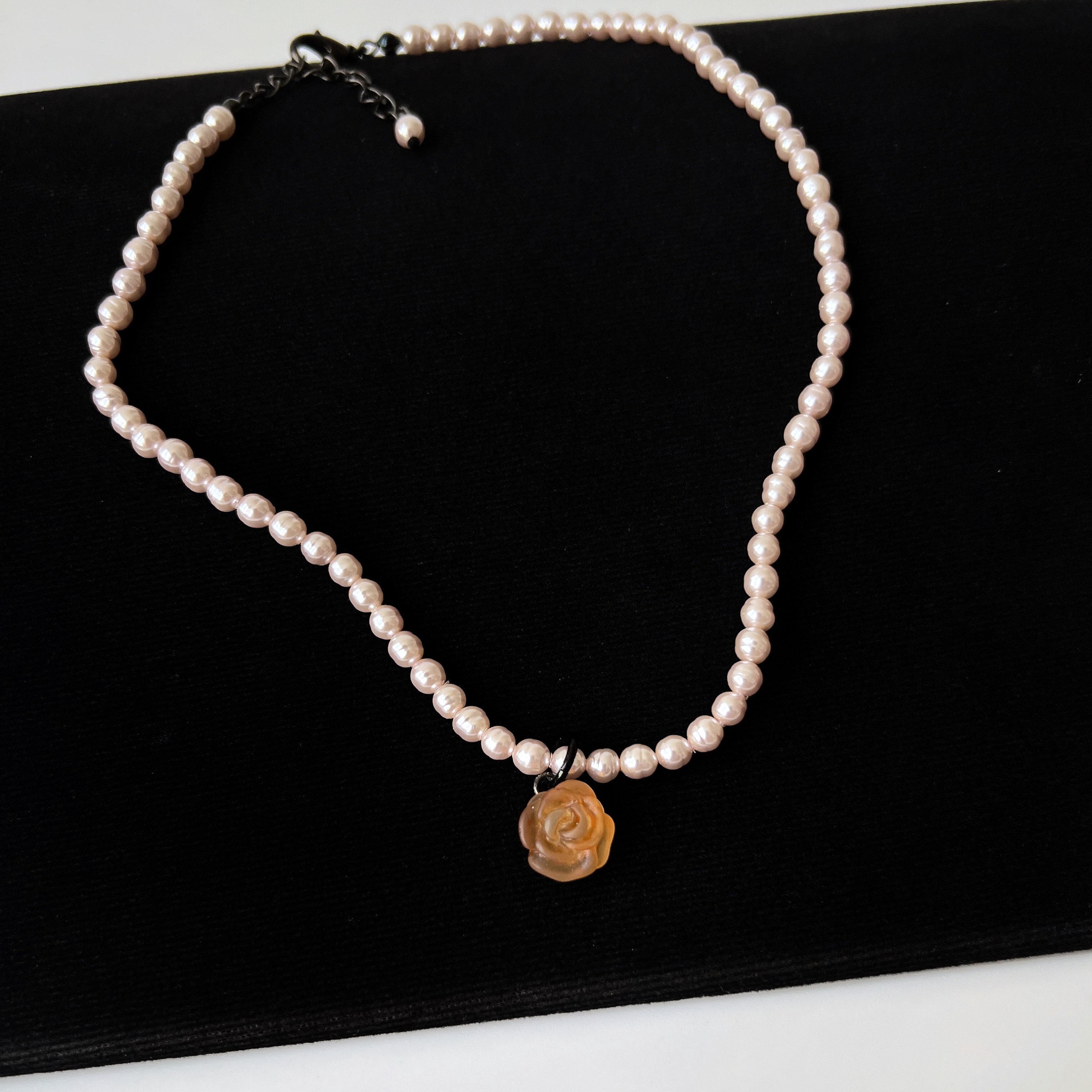 KENZO Vintage Faux Pearl Rose Pendant Choker Necklace - Etsy