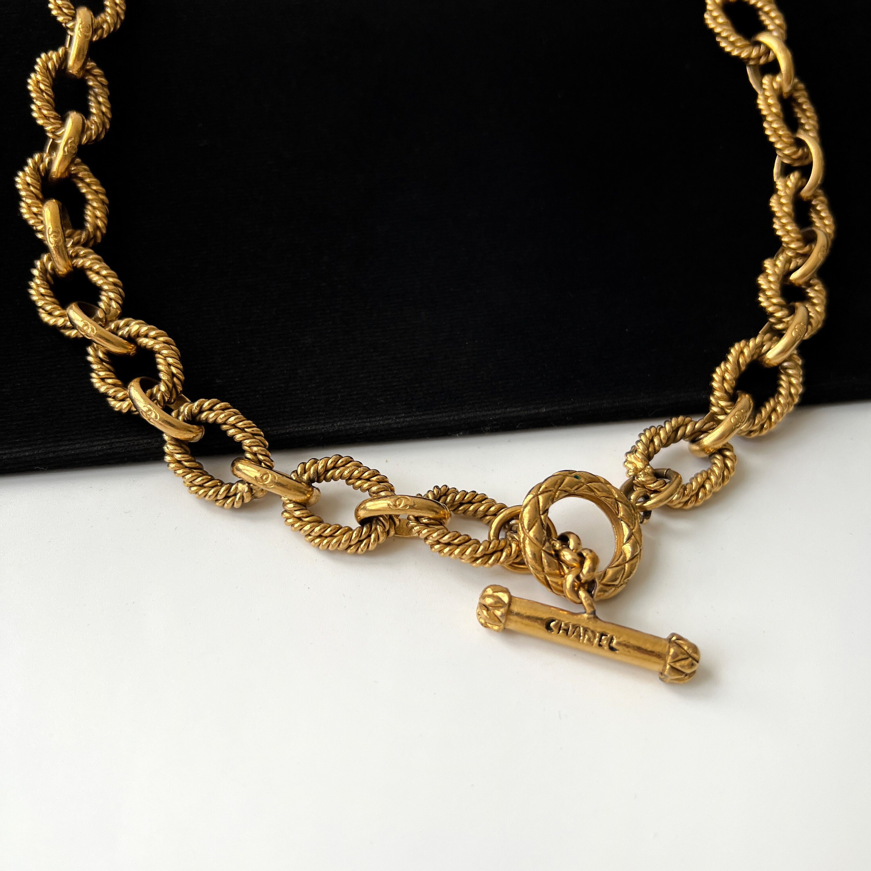 Chanel CC Gold Pearl Beaded Pendant Necklace - Luxury In Reach