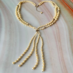 LANVIN Vintage Faux Pearl Long Necklace