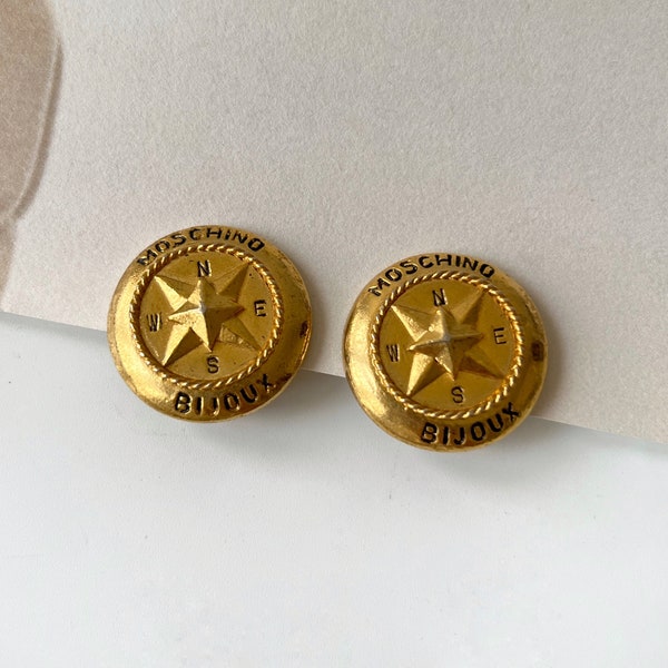 MOSCHINO Vintage BIJOUX Gold Plated Logo Earrings