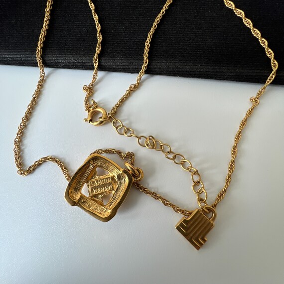 LANVIN Vintage Gold Plated Logo with White Crysta… - image 7