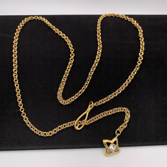 【美品】【GIVENCHY】ヴィンテージゴールドプレートネックレス GIVENCHY ヴィンテージ ゴールド プレート スター クリスタル