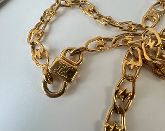 美品.ケース付き‼️CELINE ♡ Vintage ♡ necklace CELINE Vintage Triomphe Chain Link Long Necklace - Etsy
