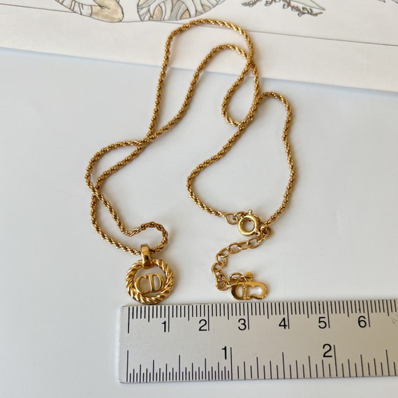 Christian Dior Vintage Gold Plated CD Logo Pendant Necklace