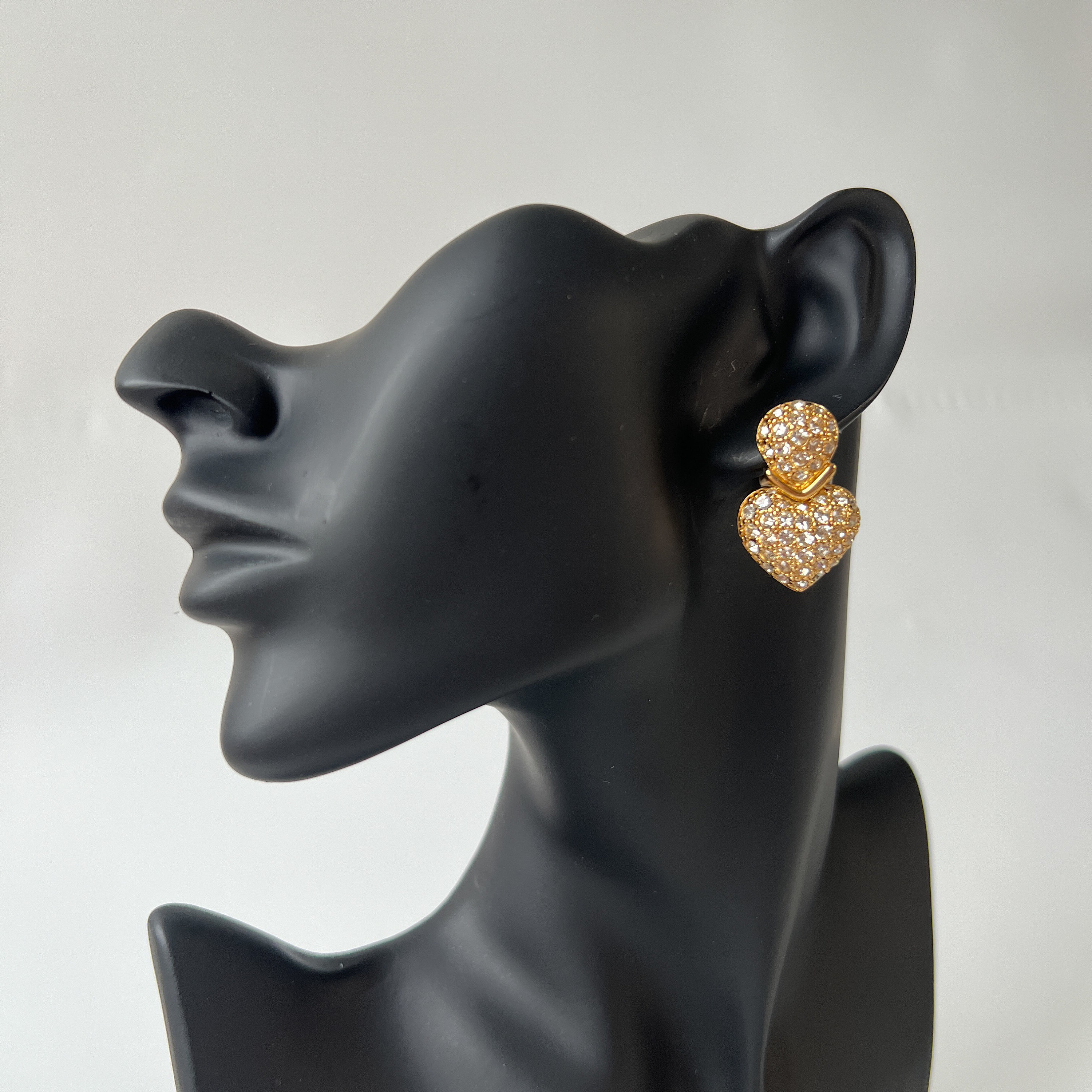 Christian Dior Vintage Heart With Crystal Clip-on Earrings