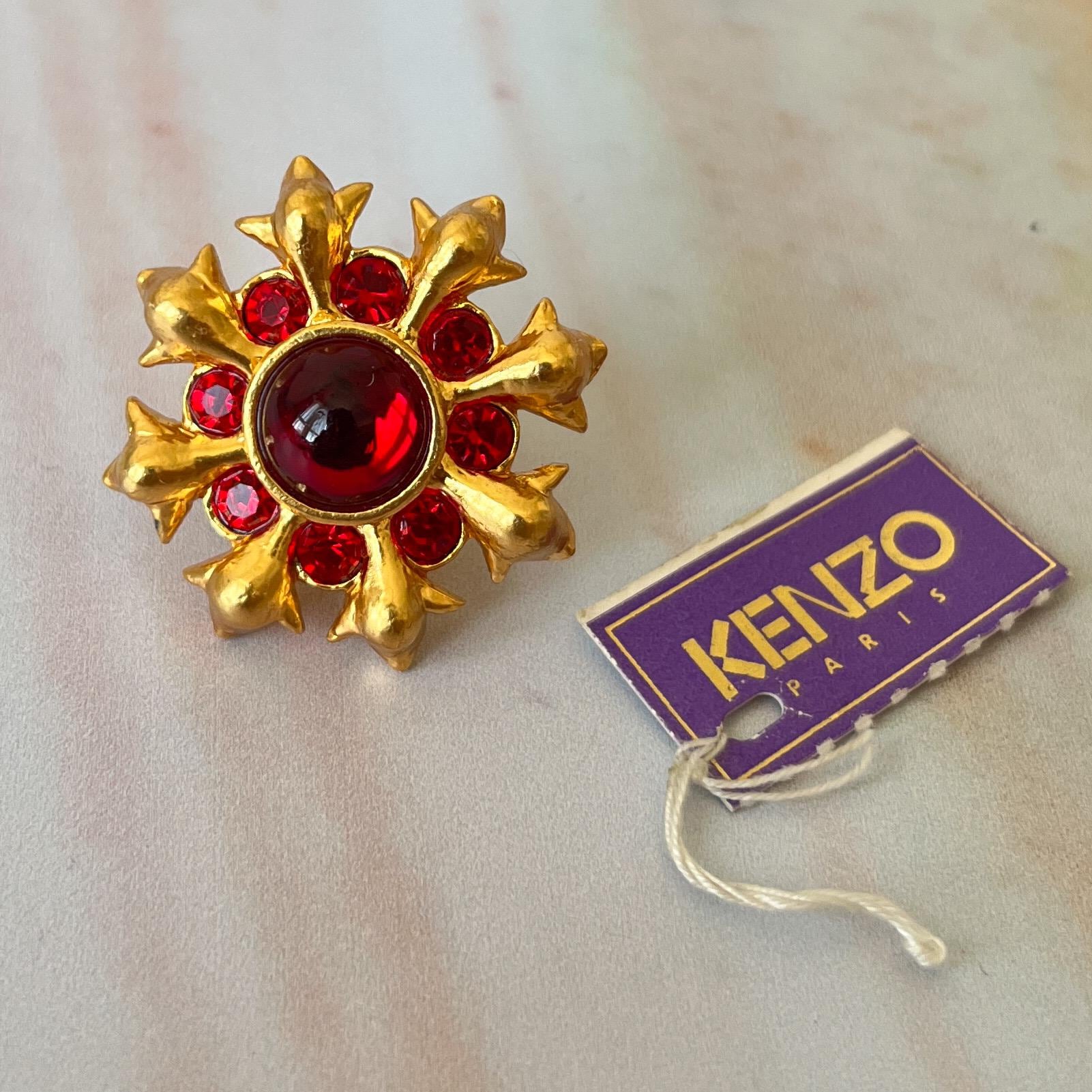 KENZO ヴィンテージ ゴールドメッキ クリスタルピン - Etsy 日本