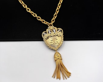 SONIA RYKIEL Vintage SR Medal Tussle Chain Necklace