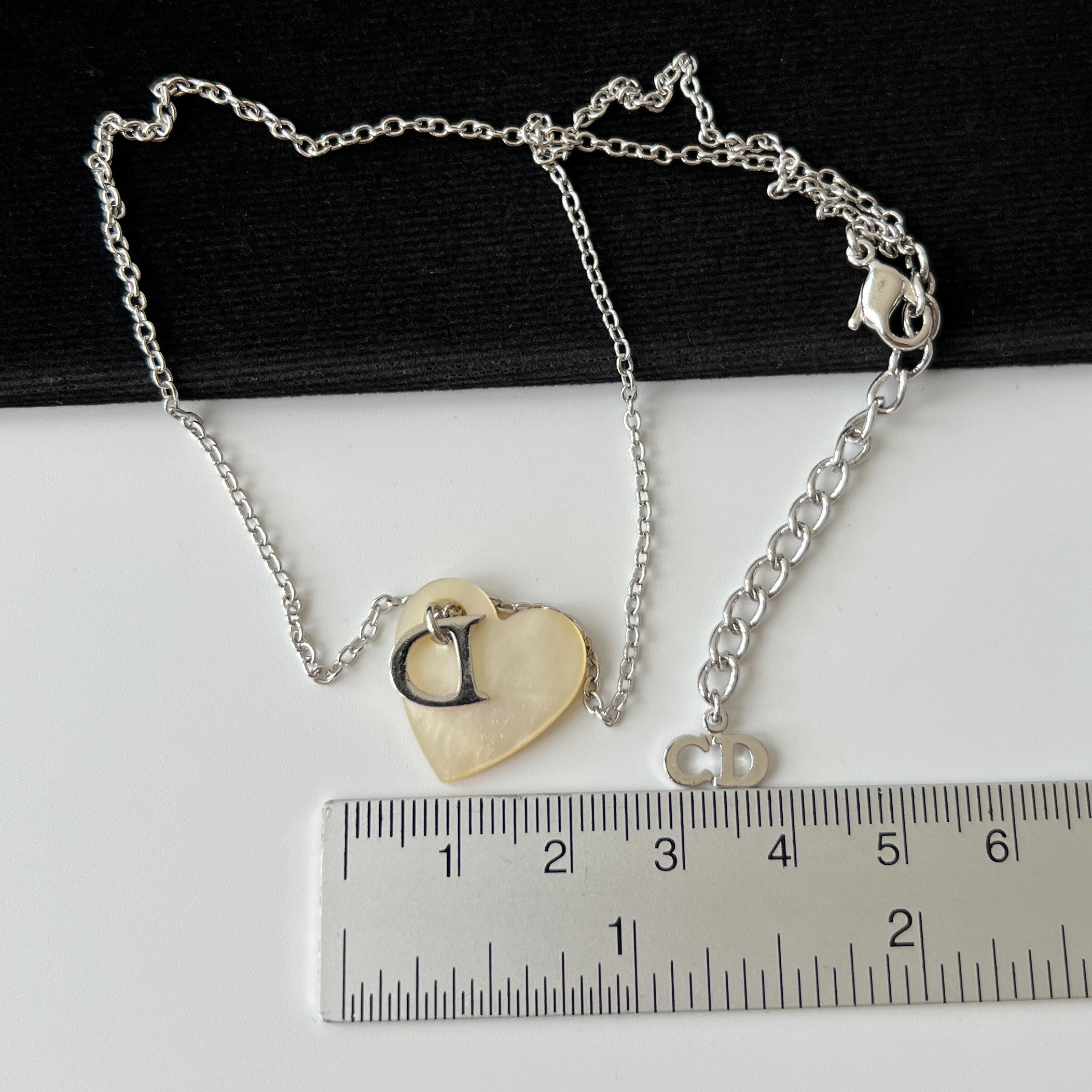 Christian Dior Heart Mother of Pearl Logo Pendant Necklace - Etsy