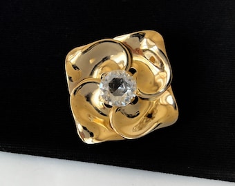 Buy CHRISTIAN DIOR Vintage Gold Plated Flower Brooch Online in