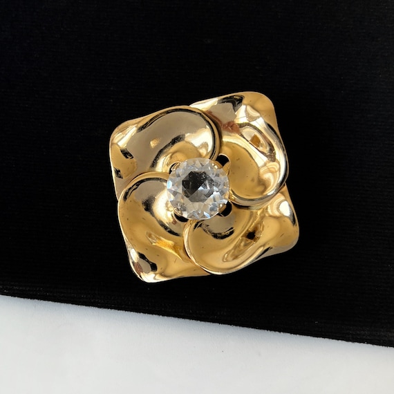 CHRISTIAN DIOR Vintage Gold Plated Flower Brooch - Etsy