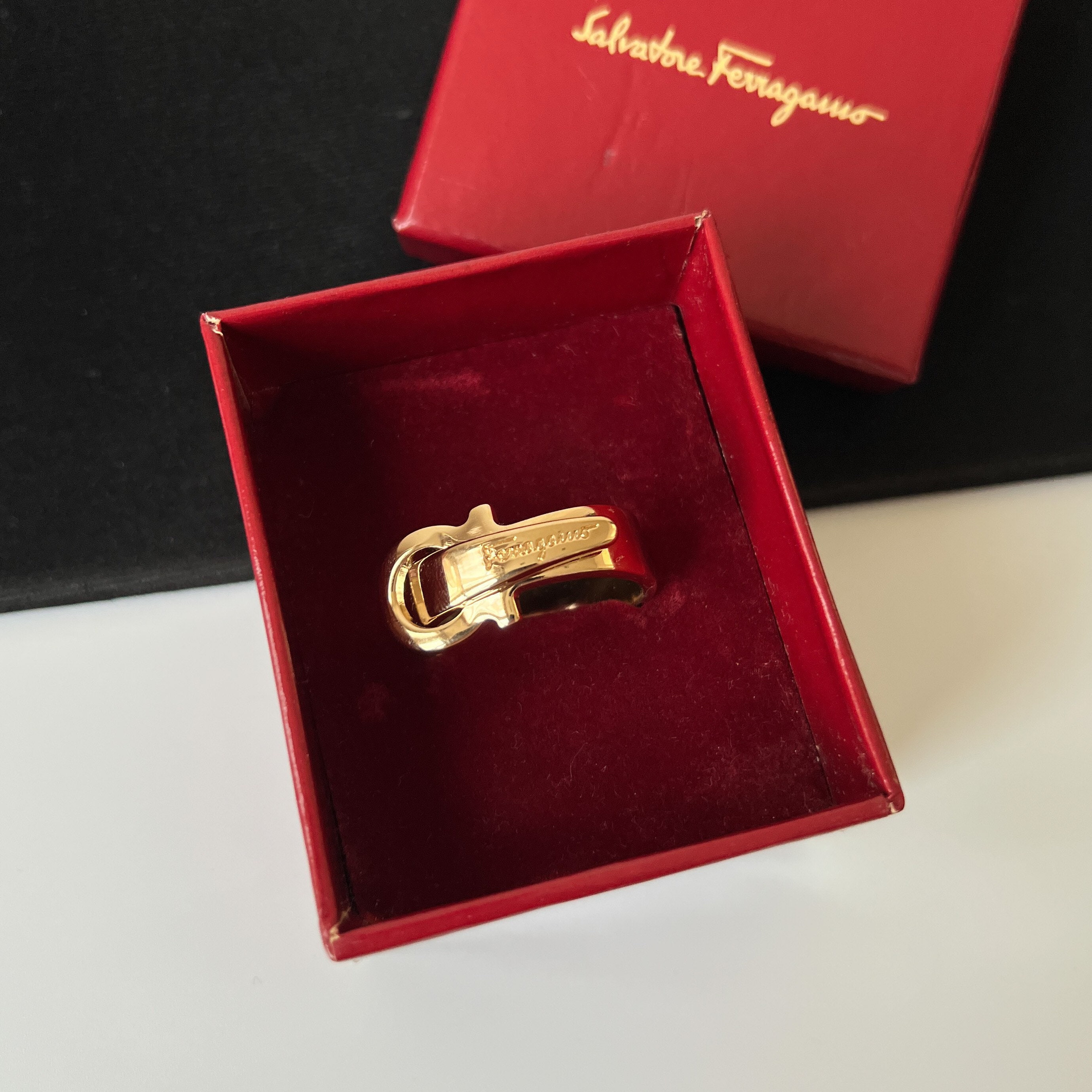 SALVATORE FERRAGAMO Gold Plated Ring Scarf Etsy Canada