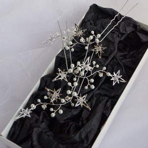 Star hair pins, celestial headpiece, starburst hair accessories