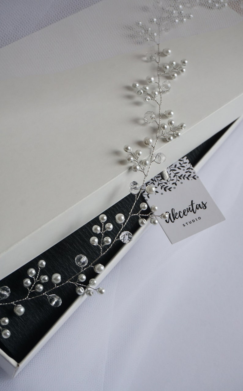 Pearl hair vine wedding hair piece