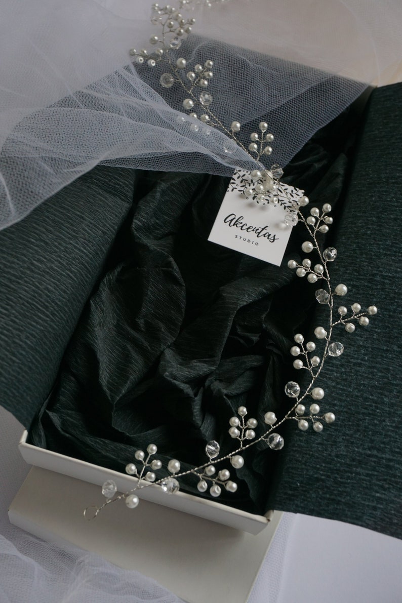 Pearl hair vine wedding hair piece
