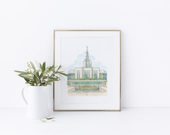 Idaho Falls Idaho Temple Watercolour Digital Print