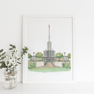 Atlanta Georgia Temple watercolour and Ink Digital Print
