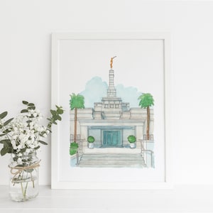 オーストラリア ブリスベン神殿の水彩画デジタルプリント、LDS 神殿、洗礼の贈り物、結婚祝い、神殿の絵画、オーストラリア ブリスベン神殿