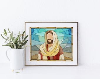 Jesus the Christ Stained Glass Style Print