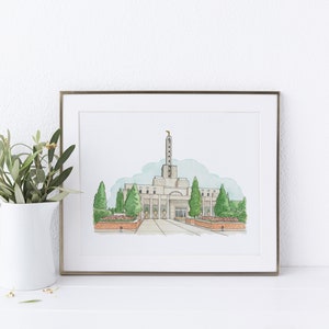 Madrid España Templo Acuarela Impresión Digital, Templo SUD, Regalo de Bautismo SUD, Regalo de Boda SUD, Pintura del Templo, Templo de Madrid España