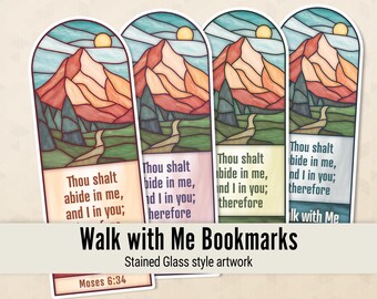 Walk with Me Stained Glass Bookmarks, Walk with Me 2026 LDS youth theme Bookmarks