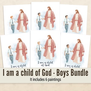 Bundle - Jesus walking with a boy - I am a child of God - Digital