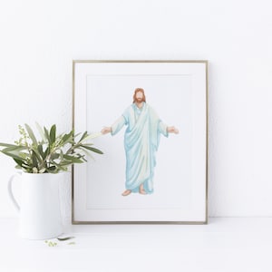He Is Risen Print, Resurrected Jesus Christ watercolor painting, He Is Risen Easter Printable, Easter Wall Art, Easter Home Decor