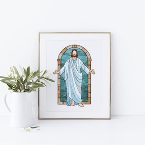 He Is Risen Stained Glass style Giclee print
