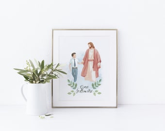Jesus with a boy (black hair), I am a child of God print, Baptism decor, Primary printable
