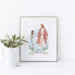 Jesus with a girl (darker skin), I am a child of God print, Baptism decor, Primary printable