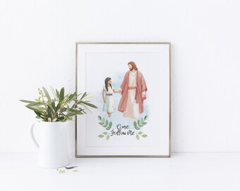 Jesus with a girl (darker skin), I am a child of God print, Baptism decor, Primary printable