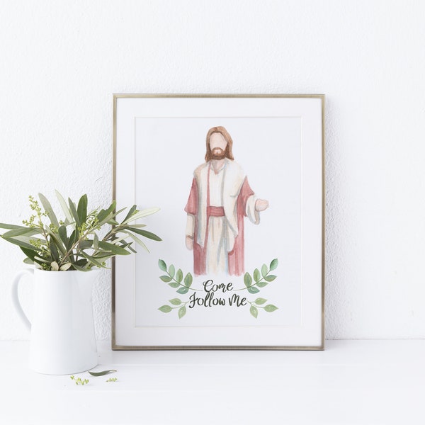 Come Follow Me, Jesus Christ Watercolor Painting, DIGITAL