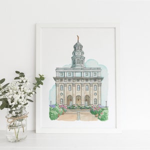Nauvoo Illinois Temple Watercolour Digital Print