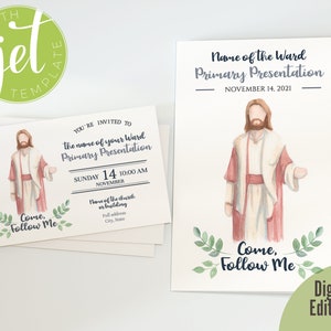 Bundle Primary Program Cover and Invitation - Come Follow Me - Editable - DIGITAL file