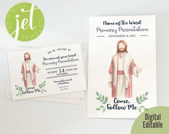 Bundle Primary Program Cover and Invitation - Come Follow Me - Editable - DIGITAL file