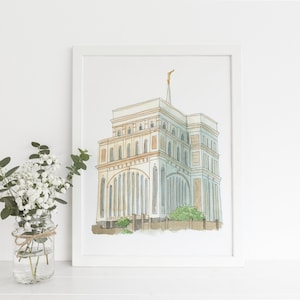 Hong Kong China Temple Ink and Watercolour painting Digital Print