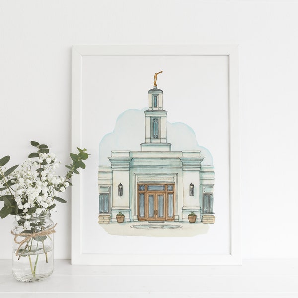 Oklahoma City Oklahoma Temple Watercolor Digital Print, LDS Art, LDS Temple, Temple painting, Oklahoma City Oklahoma Temple