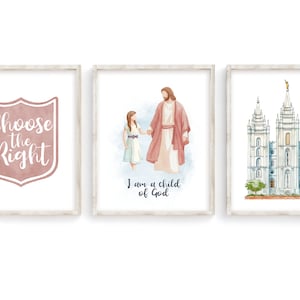8 x 10 LDS tirages de décoration de baptême, décoration de baptême mormon, je suis un enfant de Dieu, décoration de baptême, bouclier Ctr, ensemble de baptême fille, cheveux bruns fille