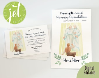 Bundle Primary Program Cover and Invitation - Hear Him - Editable - DIGITAL file