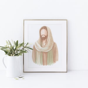 Jesus painting, LDS Decor, Jesus Christ Watercolor Painting, Jesus Digital download, Come Follow Me, He lives, Jesus Christ painting