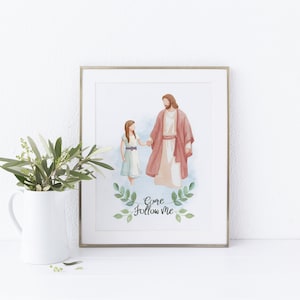 Jesus with a girl (brown hair), I am a child of God print, Baptism decor, Primary printable
