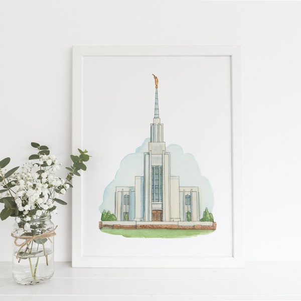 Twin Falls Idaho Temple Watercolor Digital Print, LDS Temple, LDS Baptism gift, LDS Wedding gift, Temple painting, Twin Falls Idaho Temple