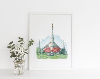 Seoul Korea Temple Watercolour Digital Print