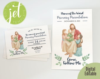Bundle Primary Program Cover and Invitation - Jesus with Children - Editable - DIGITAL file