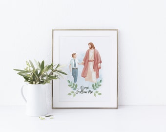 Jesus with a boy (brown hair), I am a child of God print, Baptism decor, Primary printable