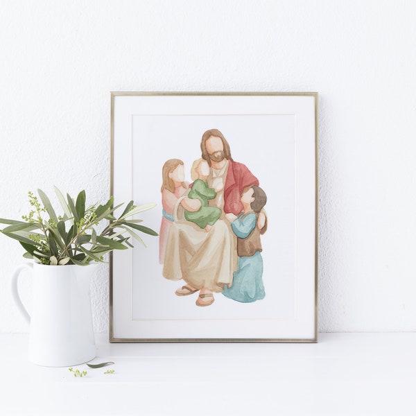 Jezus met de kinderen, digitale print