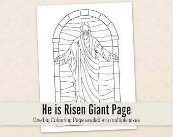 Giant He is Risen Colouring page, Giant General Conference page, Easter giant colouring page