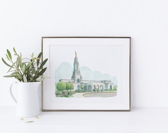 Redlands California Temple Watercolor Digital Print